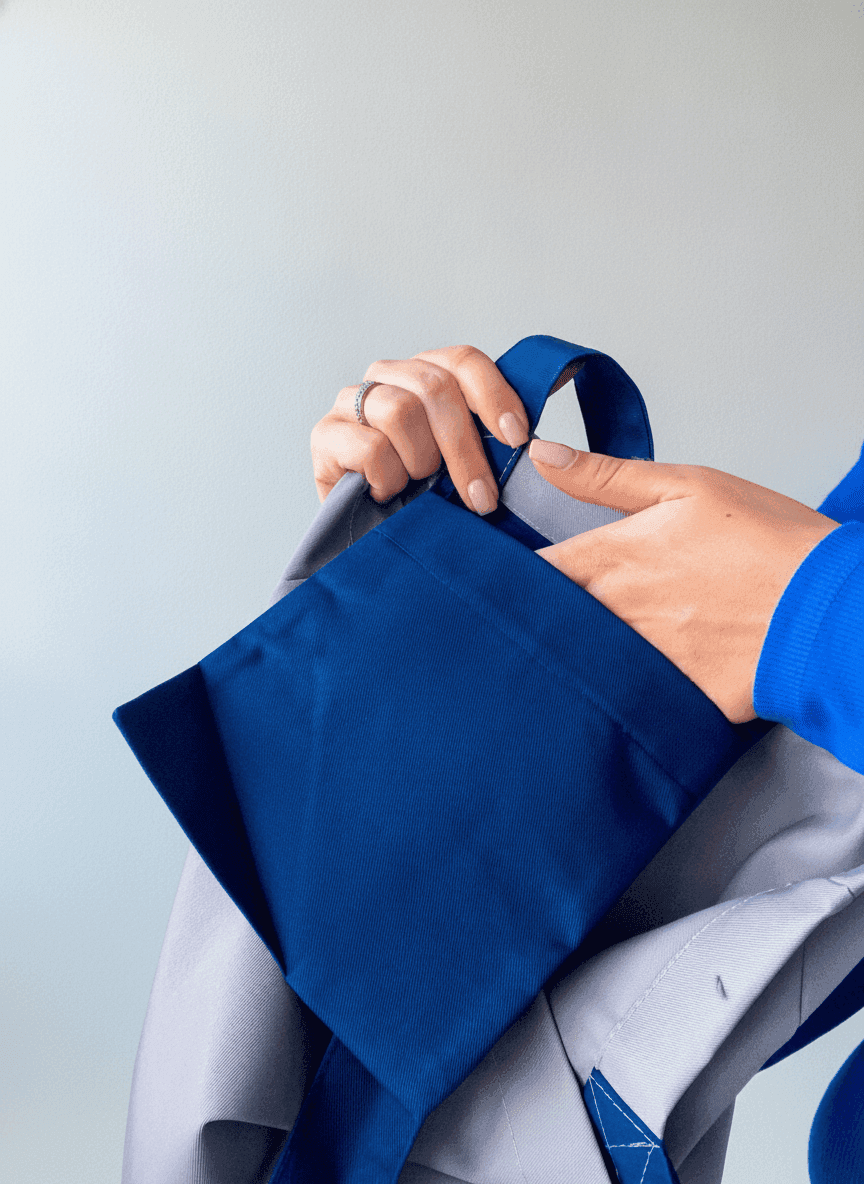 Two-Tone Gray and Blue Heavyweight Cotton Tote