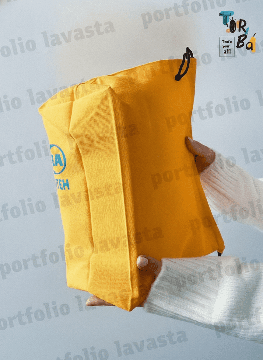 Yellow Calico Pouch with Flat Bottom