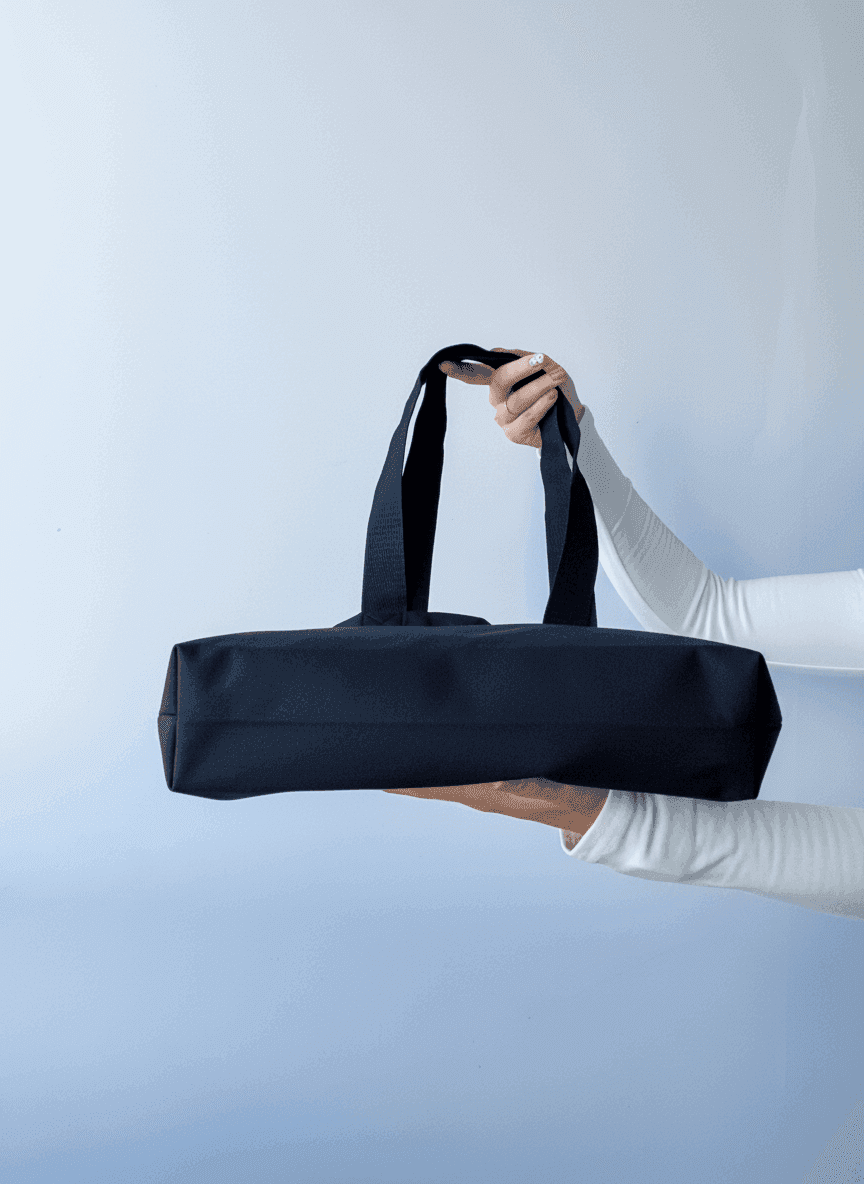 Високий шопер із бавовняної саржі з довгими ручками на плече