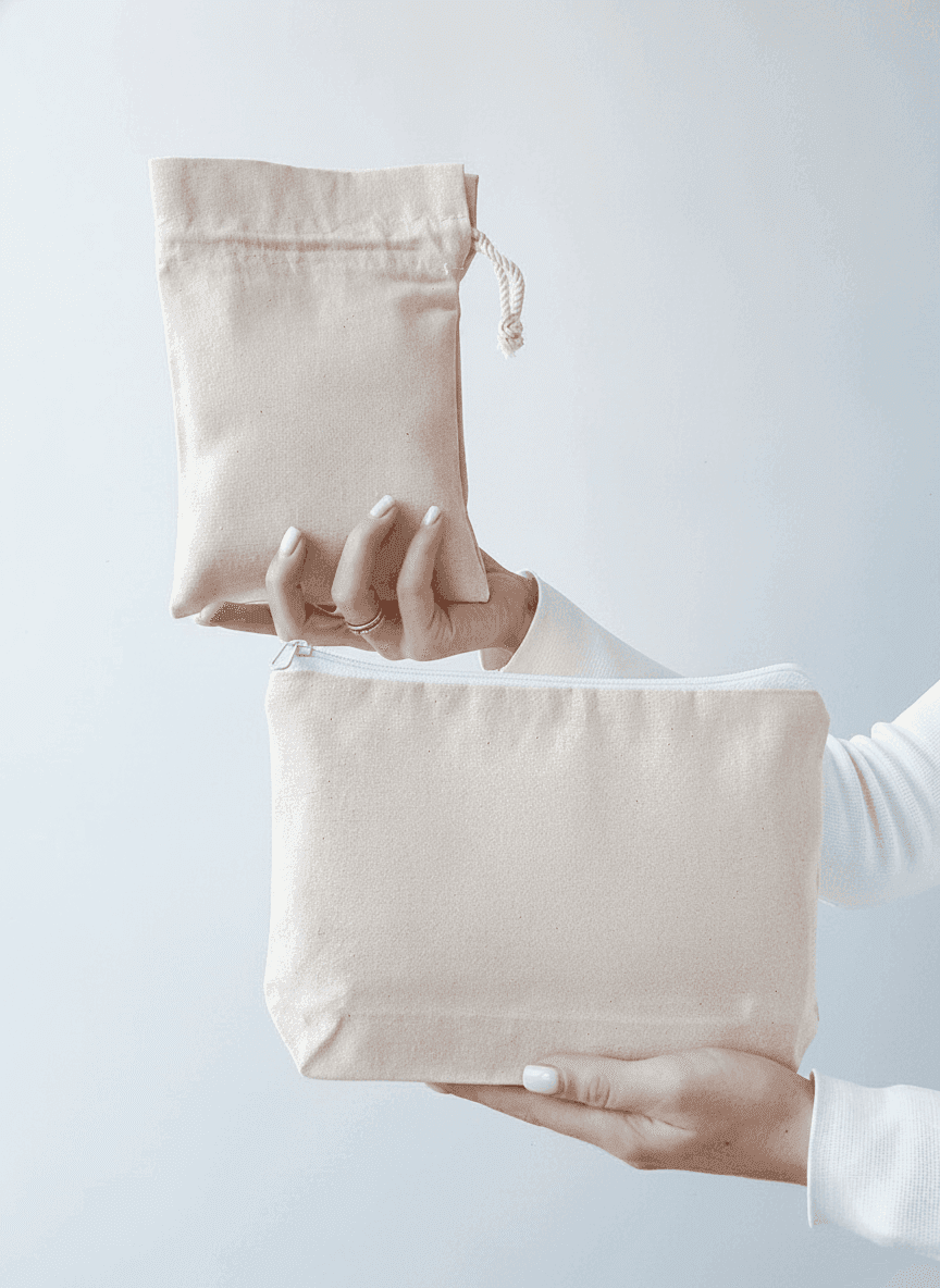 Natural Light Beige Double-Knit Pouch