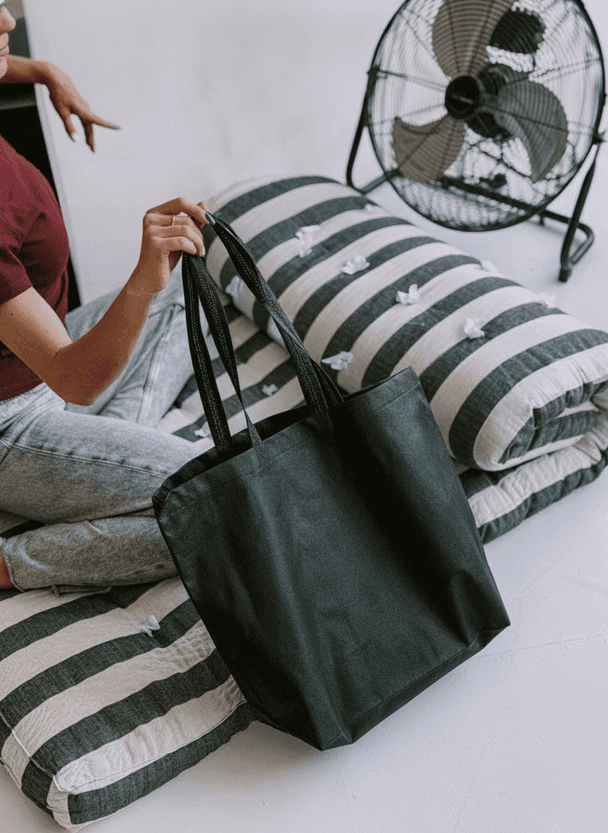 Lightweight Black Spunbond Tote Bag