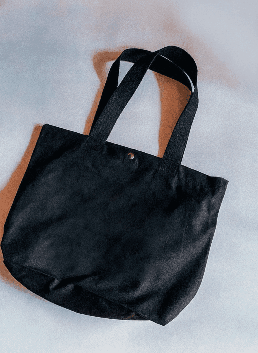 Black Double-Knit Tote with Organizer