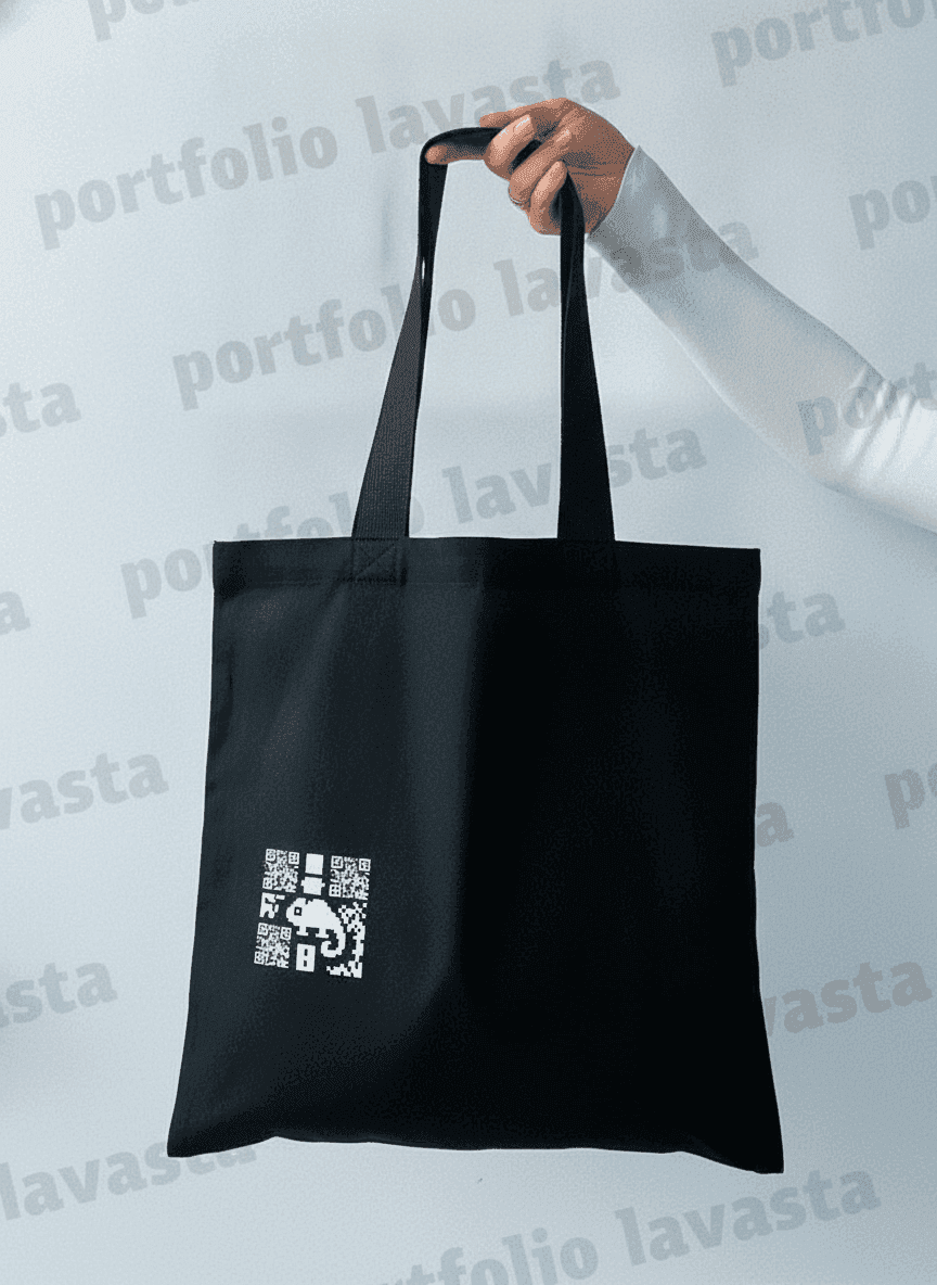 Black Midweight Cotton Square Tote Bag