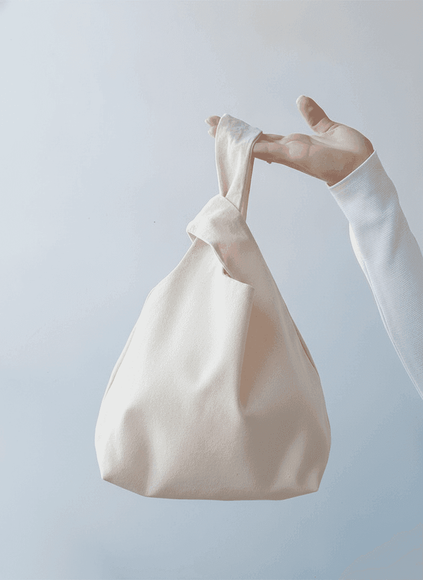 Beige Natural Twill Tote Bag with Two Handle Lengths