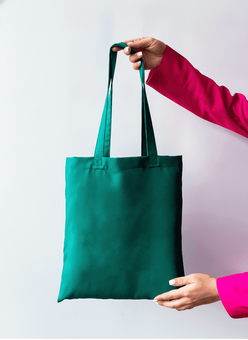 Green Gabardine Tote Bag
