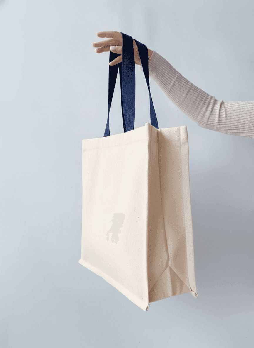 Light Beige Tote with Contrast Handles & Trim
