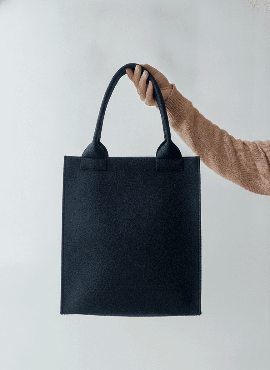 Durable Black Felt Tote Bag