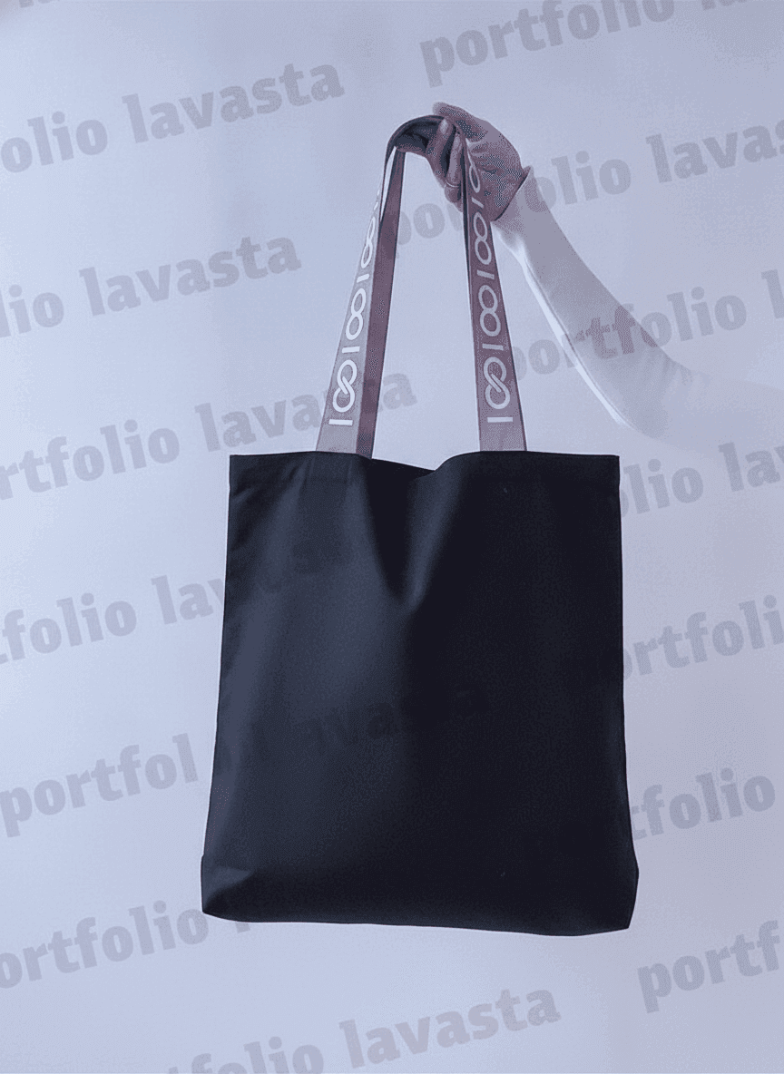 Dark Blue Tote Bag with Pocket & Reflective Handles