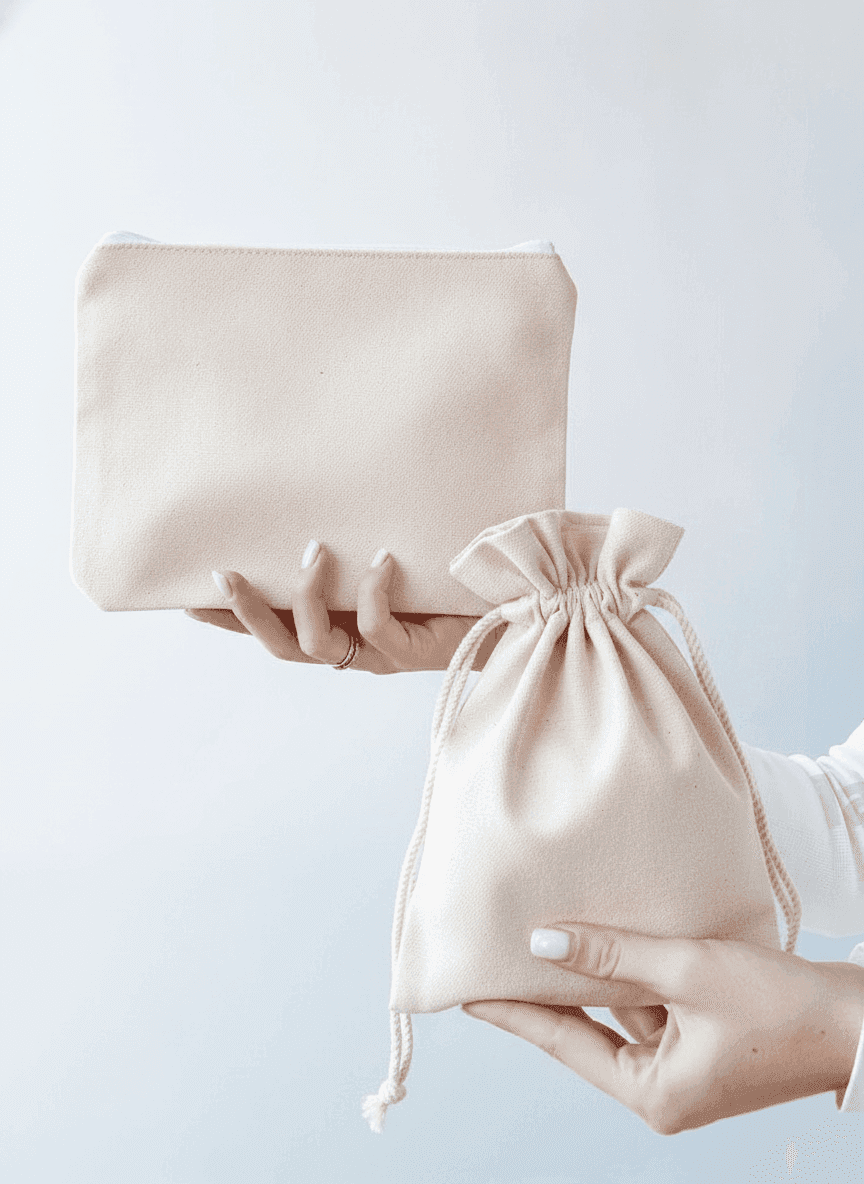 Eco Natural Fabric Zippered Cosmetic Bag