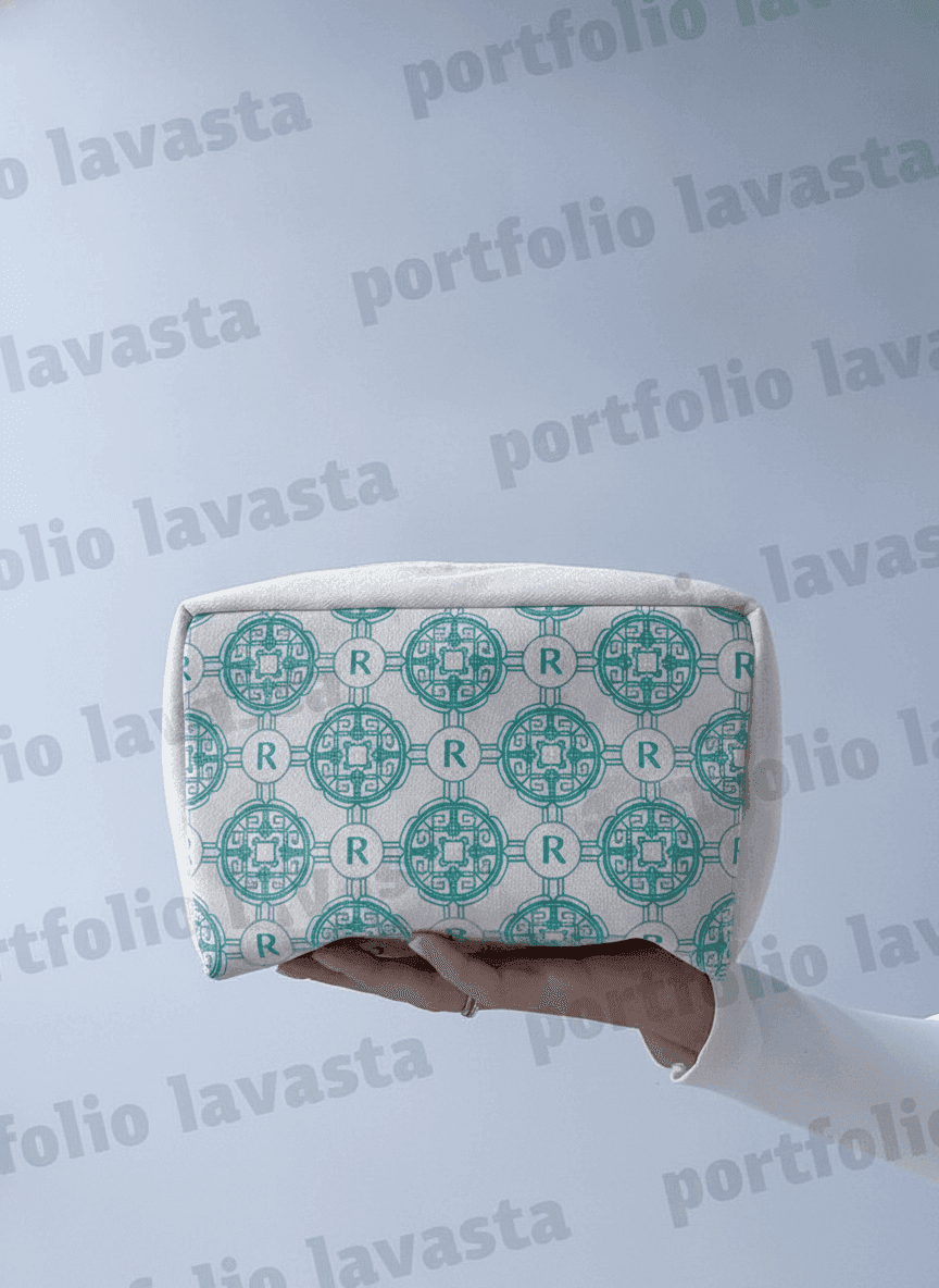 Spacious zippered makeup bag with colorful accents