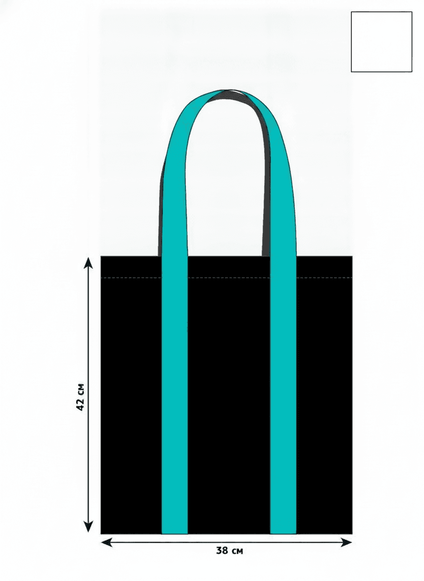 Tote bag with long colored handles