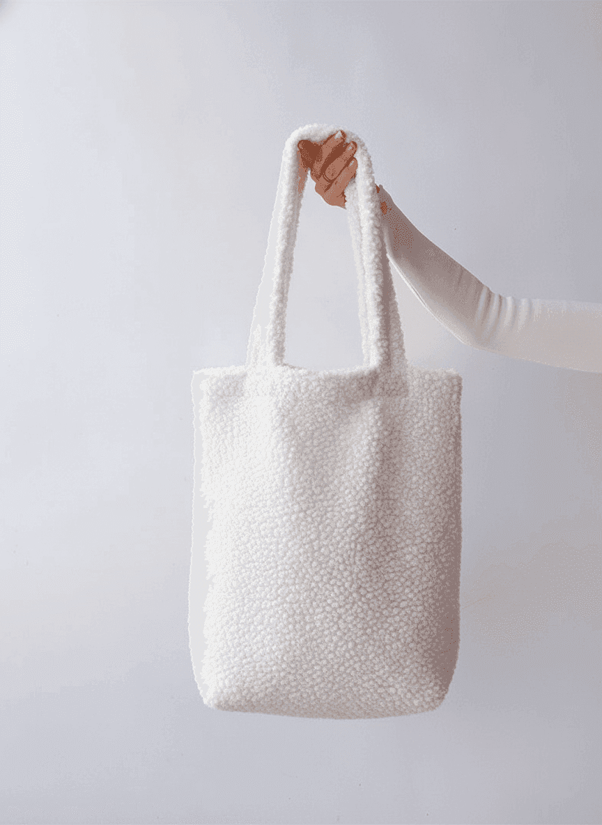 White Fluffy Shearling Tote Bag