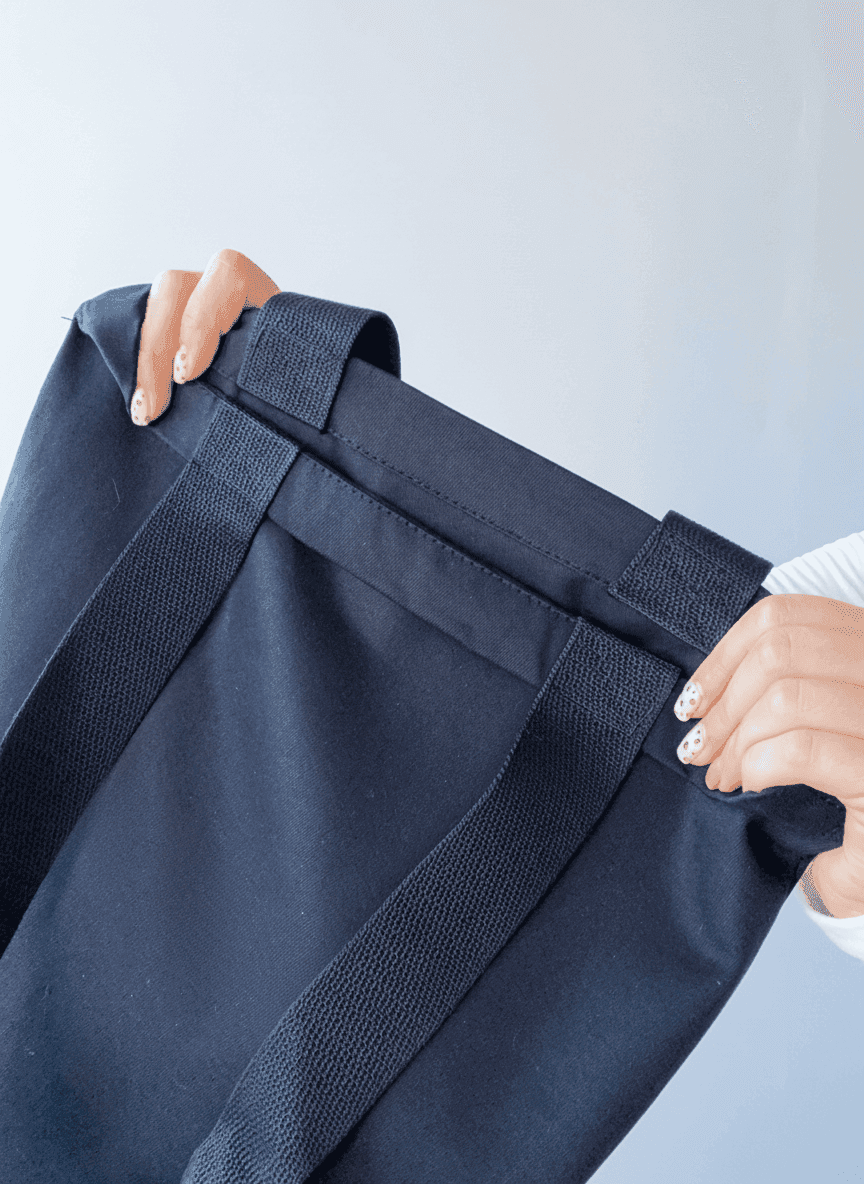 Високий шопер із бавовняної саржі з довгими ручками на плече