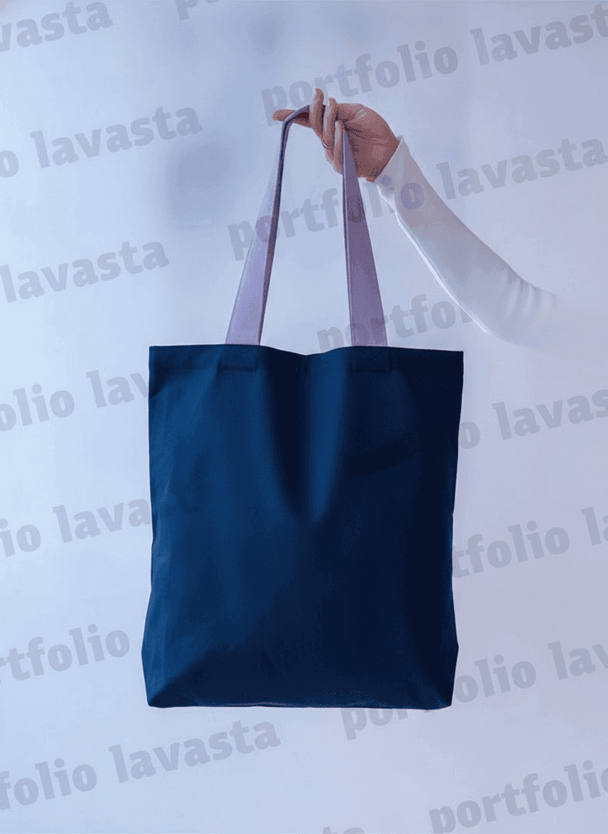 Navy Twill Tote Bag with Reflective Handles & Pocket