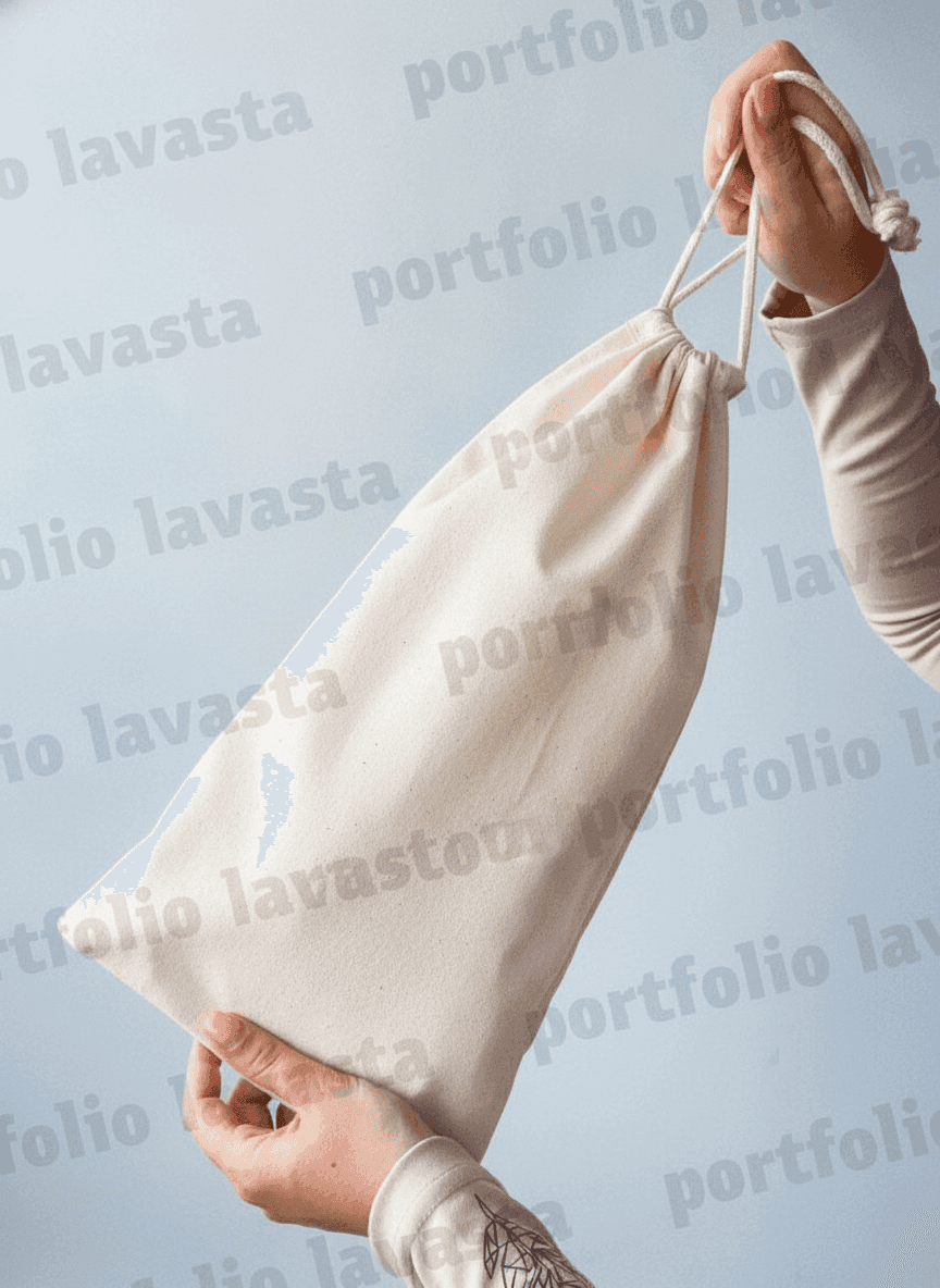 Long Calico Double Drawstring Pouch