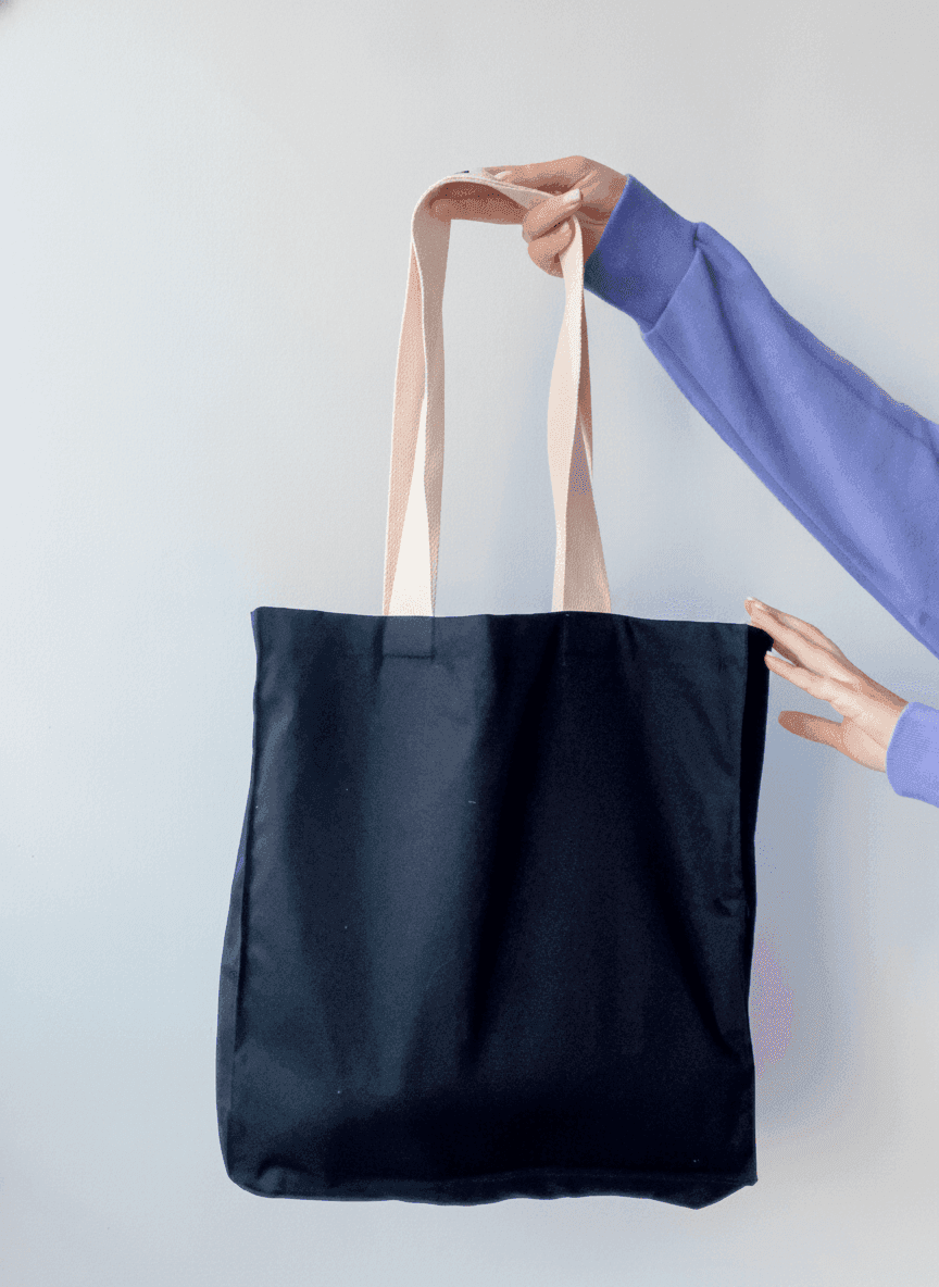 Black Heavy Cotton Tote Bag with Trim