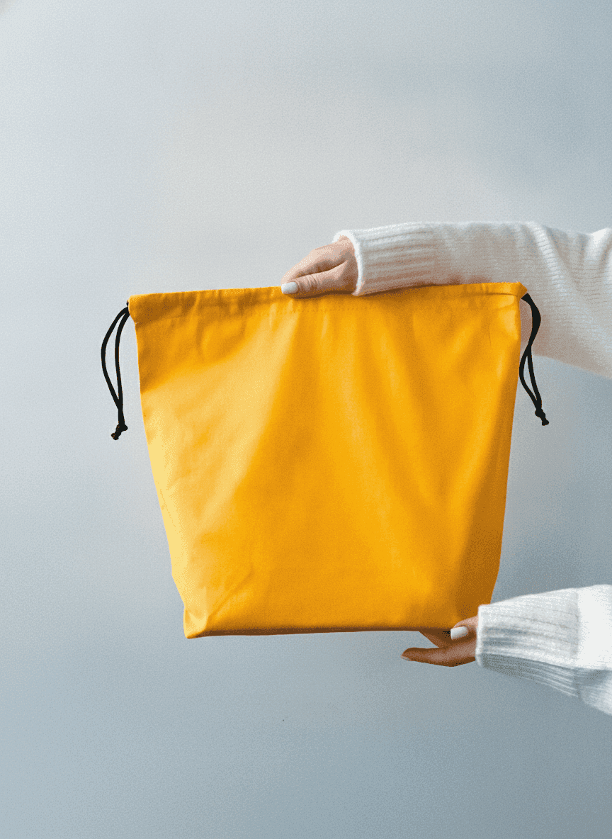Yellow Calico Pouch with Flat Bottom