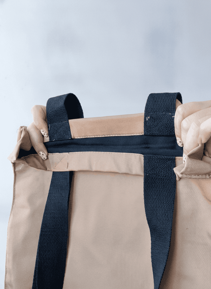 Cotton Twill Tote Bag with Short Black Handles