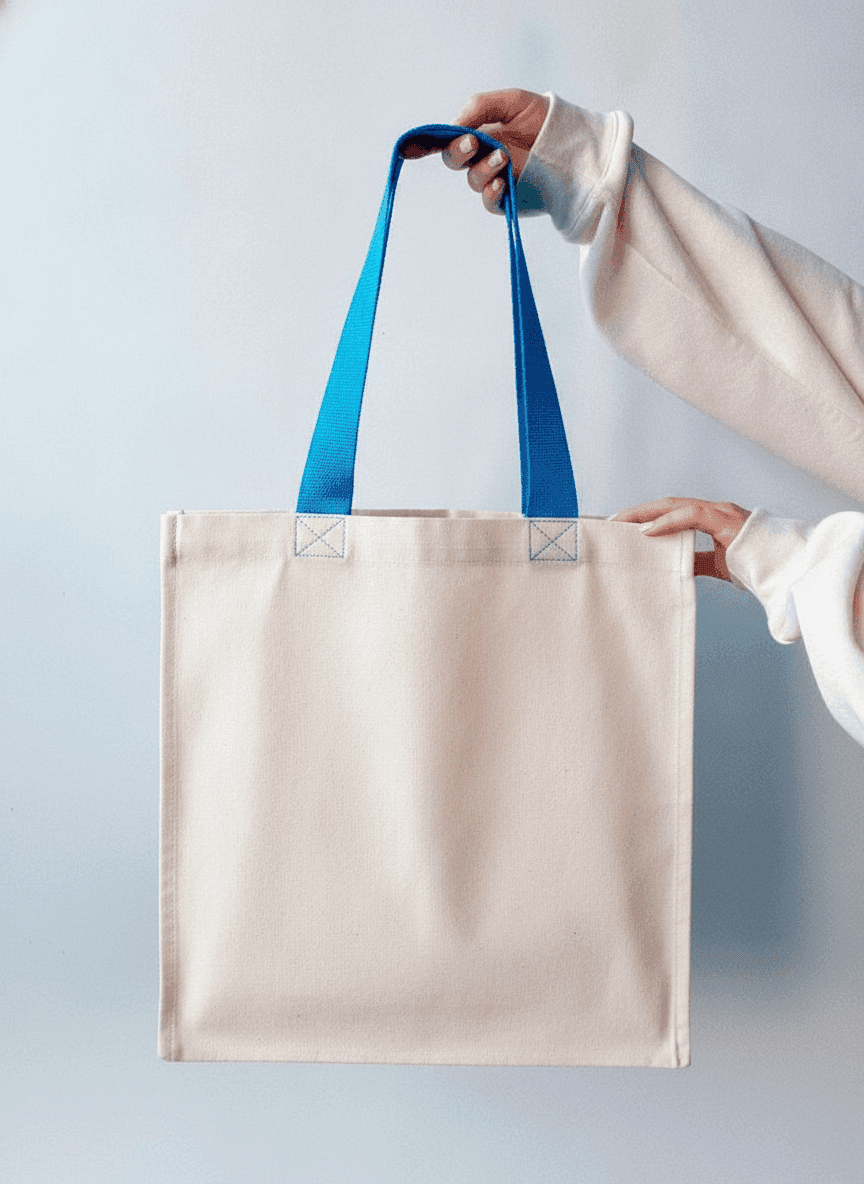 Rigid twill tote with metal frame
