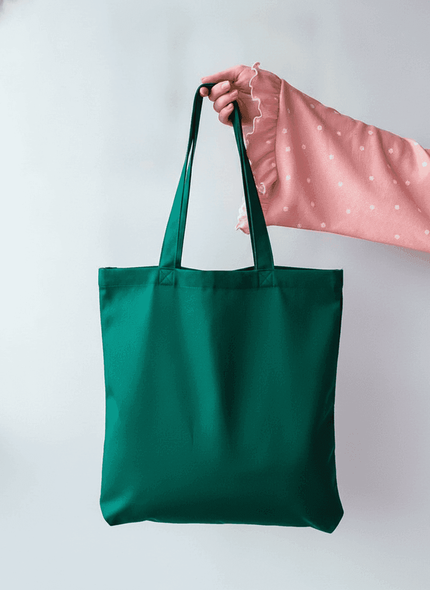 Green Gabardine Tote Bag