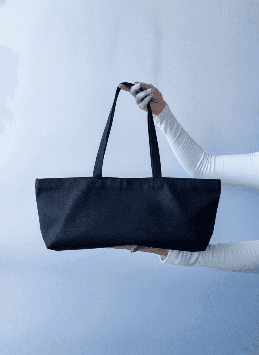 Durable cotton twill tote bag with long handles