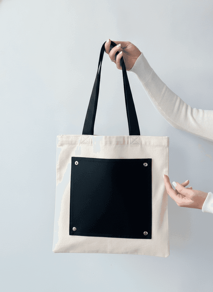 Convertible Tote Light Beige with Black Handles