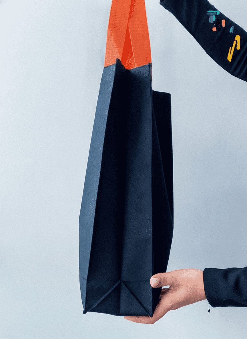 Roomy Cotton Tote Bag with Double Orange Handles