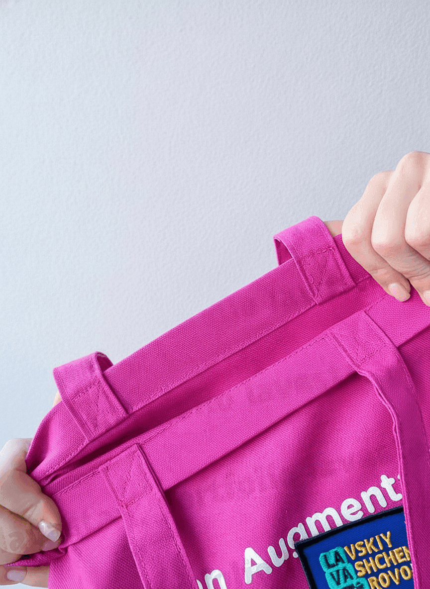 Pink Semi-Panama Fabric Tote Bag
