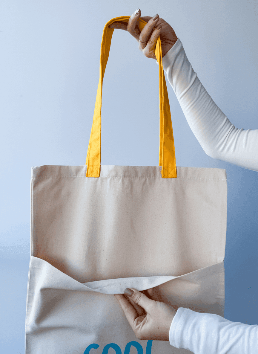 Шопер із бавовняної саржі з довгими ручками для покупок