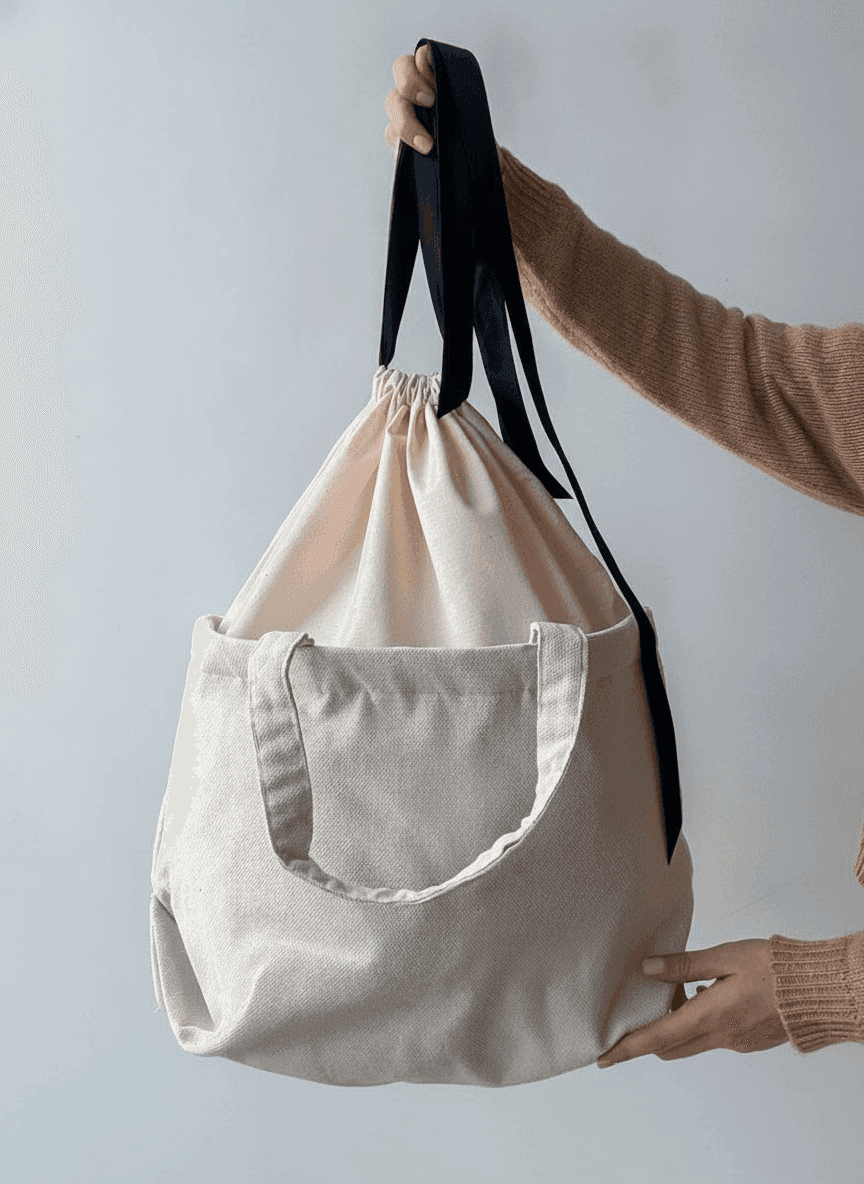 Spacious Cotton Drawstring Bag