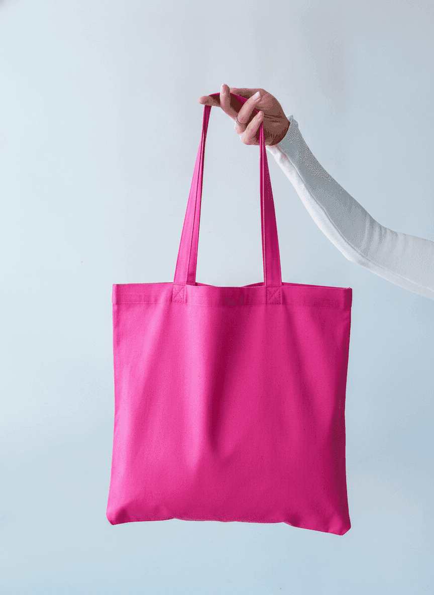 Pink Semi-Panama Fabric Tote Bag