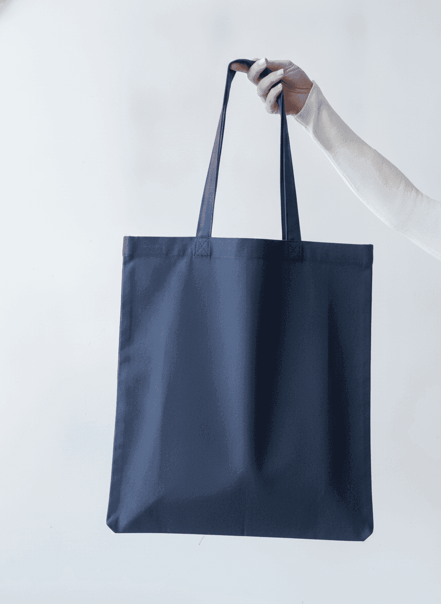 Large Dark Gray Shopping Tote with Flat Bottom