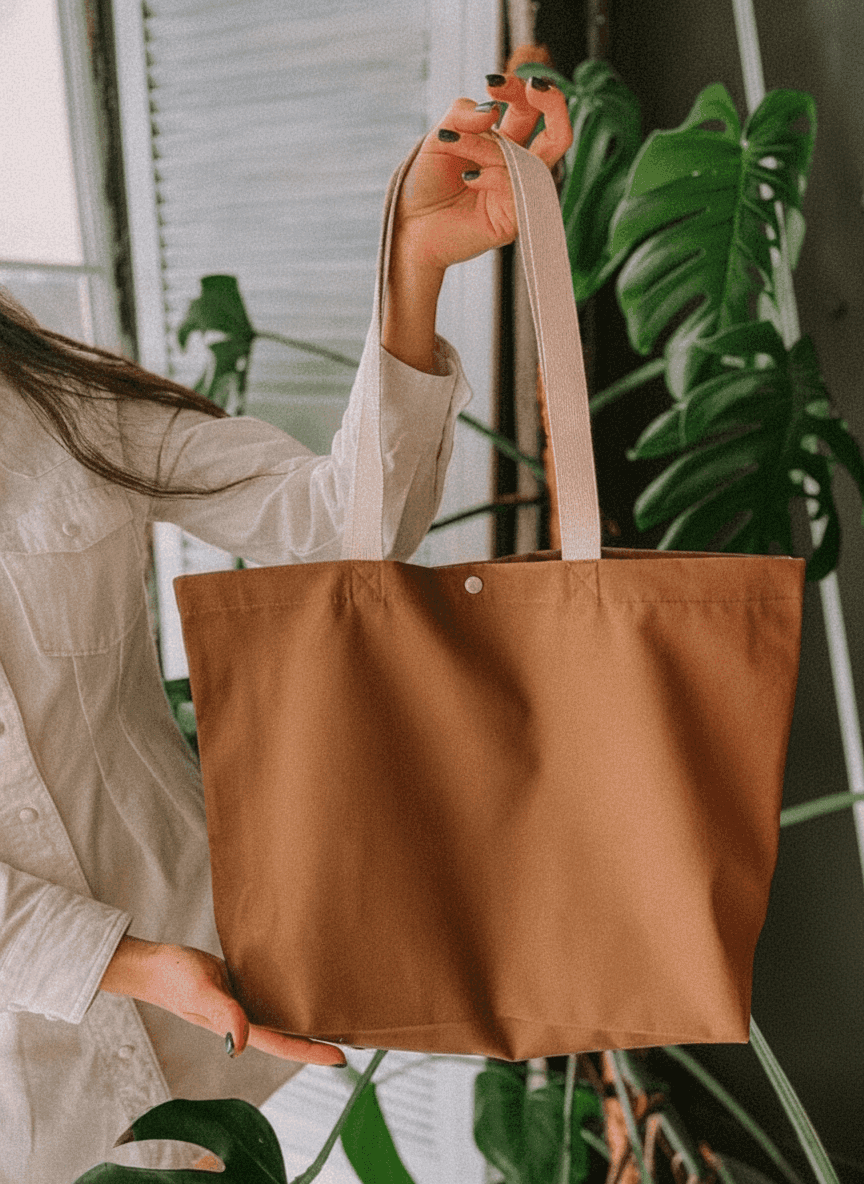 Eco-Friendly Tote Bag with Snap Closure