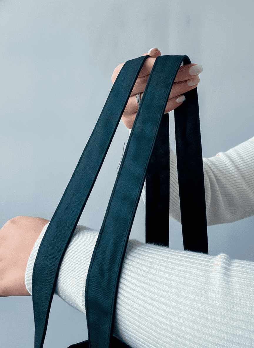 Black Twill Tote Bag with Long Handles