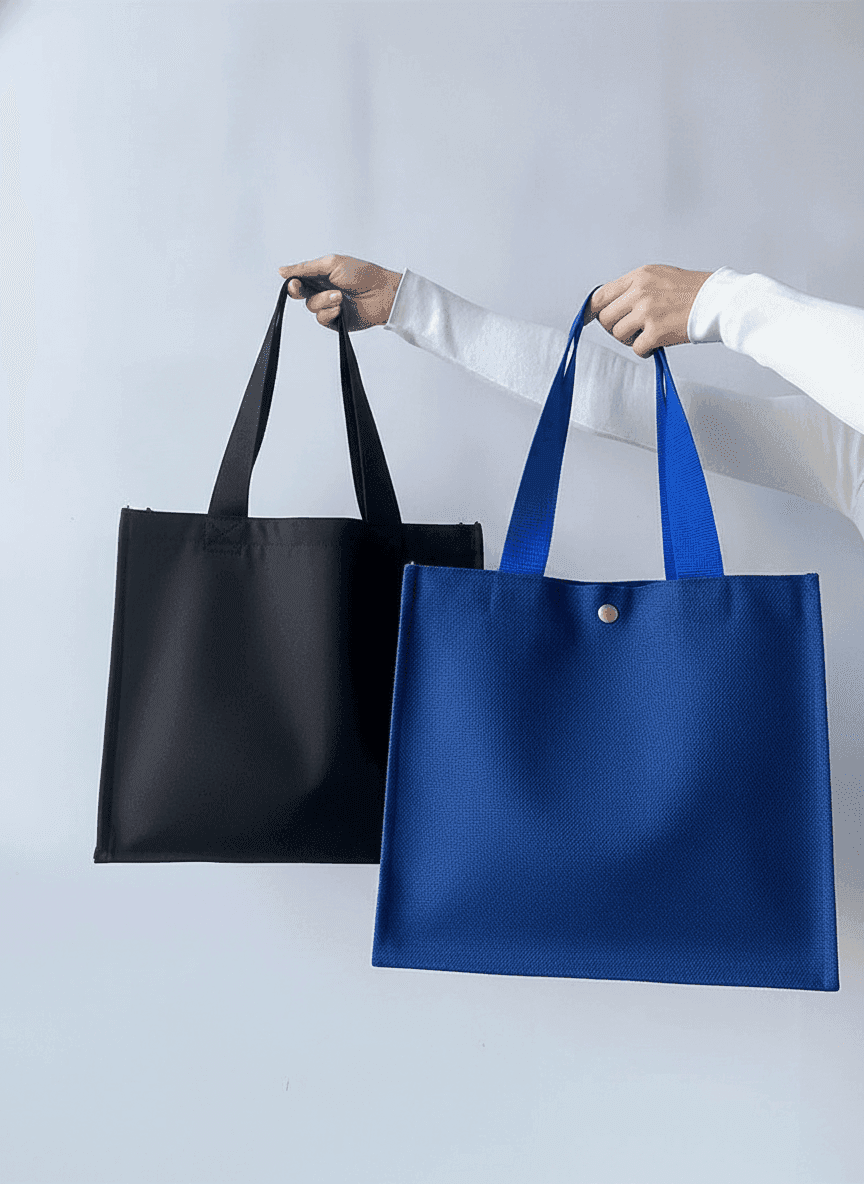 Jute tote bag with handles and long strap