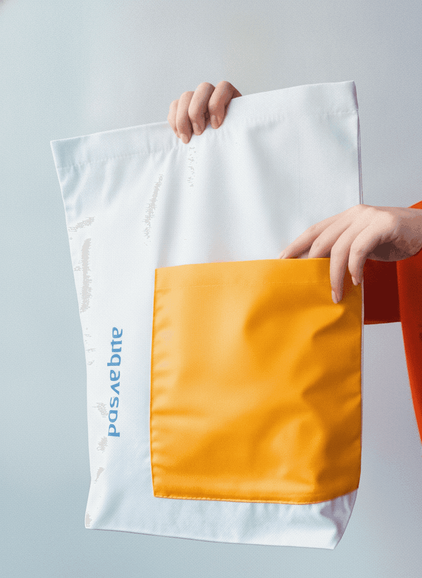 Oversized Tote Bag with Pocket & Yellow Handles