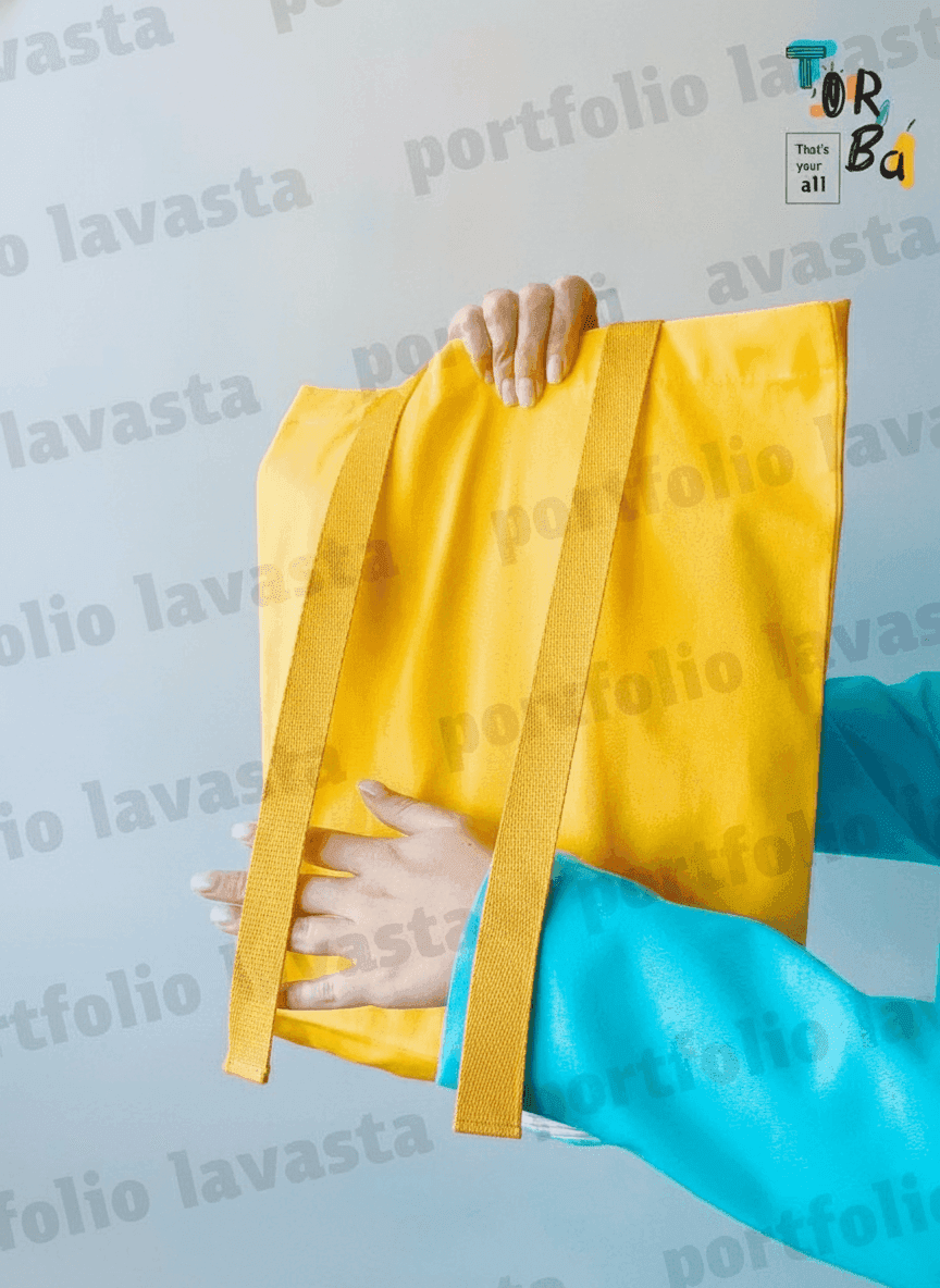 Yellow Cotton Canvas Tote Bag, Long Handles