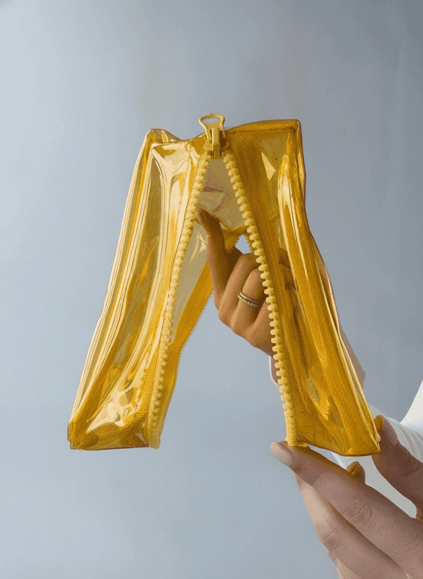 Clear Yellow PVC Makeup Bag, Waterproof