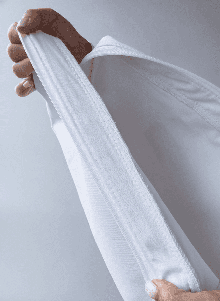 White Twill Makeup Bag with Zipper