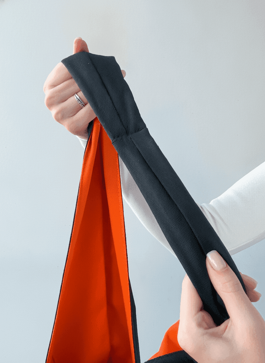 Black Canvas Tote with Orange Lining