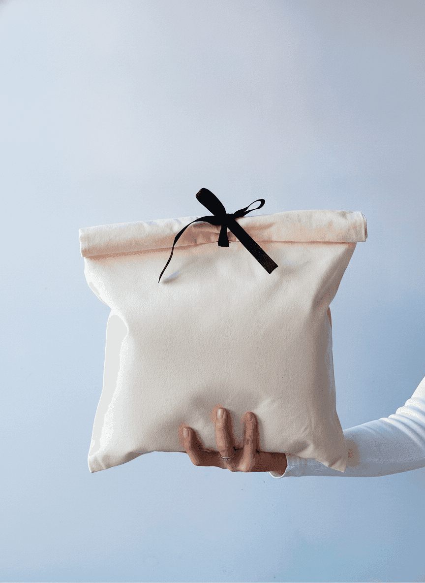 Light Beige Natural Fabric Pouch