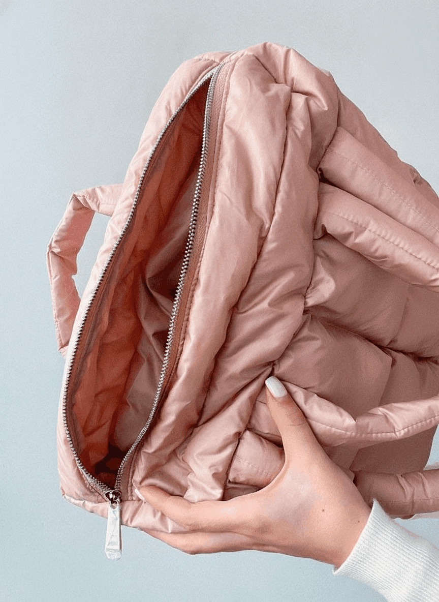 Blush Puffer Tote, Water-Resistant, Dual Handles