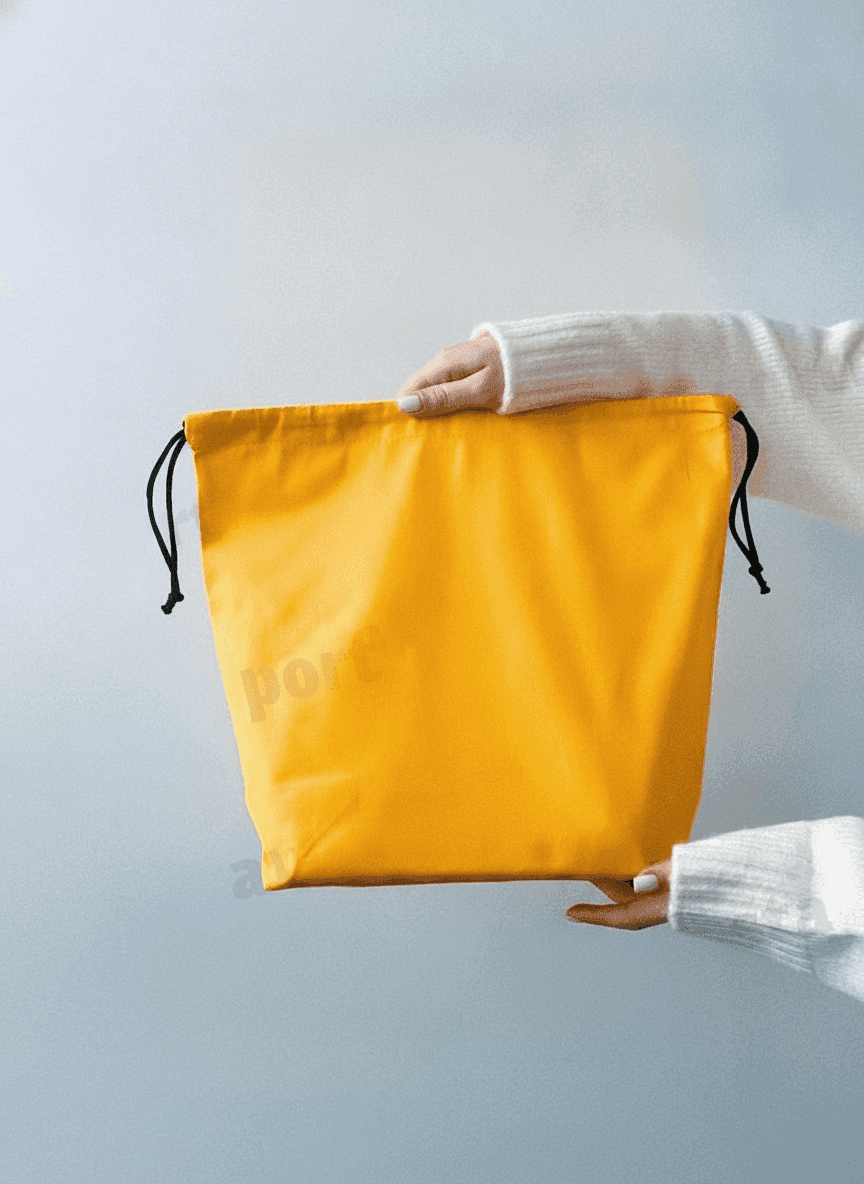 Yellow Calico Pouch with Flat Bottom