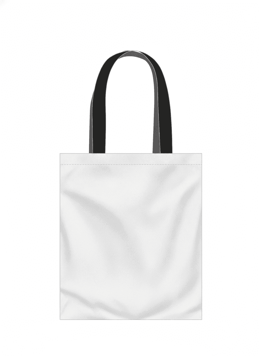 Double-knit tote bag with black handles