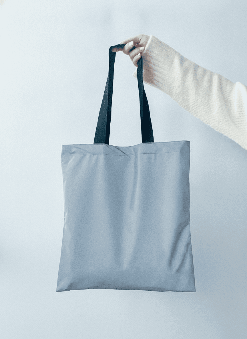 Reflective tote bag with black handles