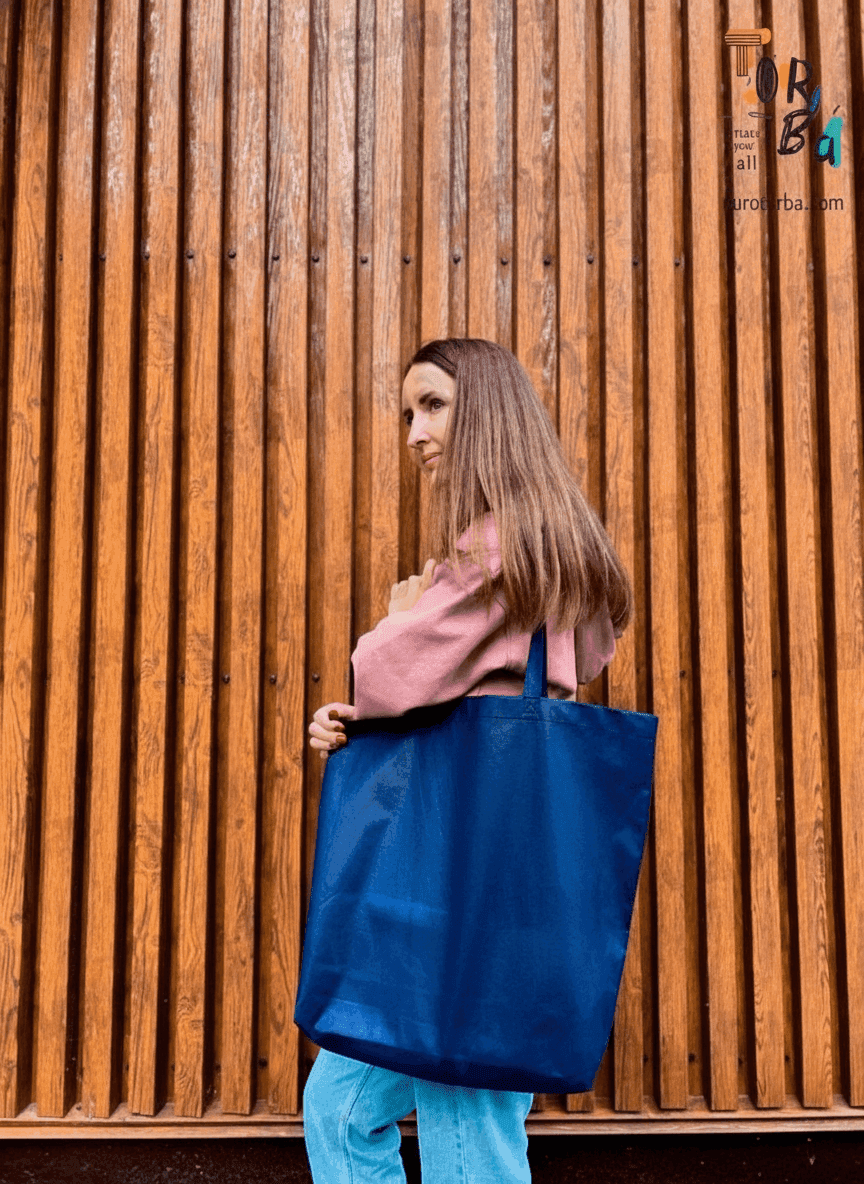 Large Dark Blue Spunbond Tote Bag
