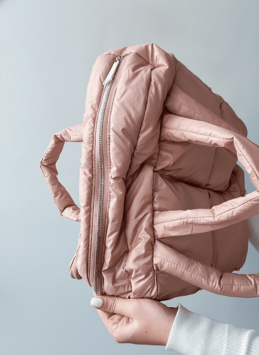 Blush Puffer Tote, Water-Resistant, Dual Handles
