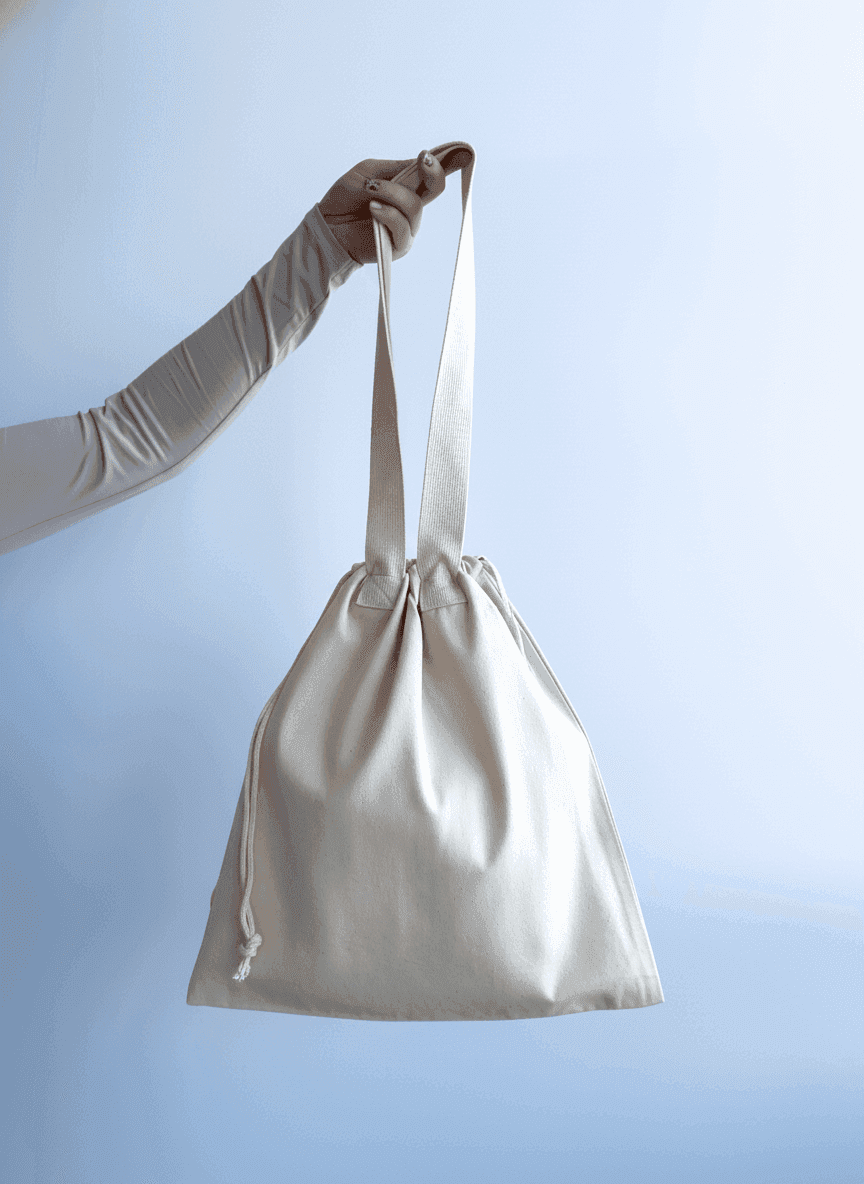 Прочный шопер из саржи с нашивными ручками для покупок