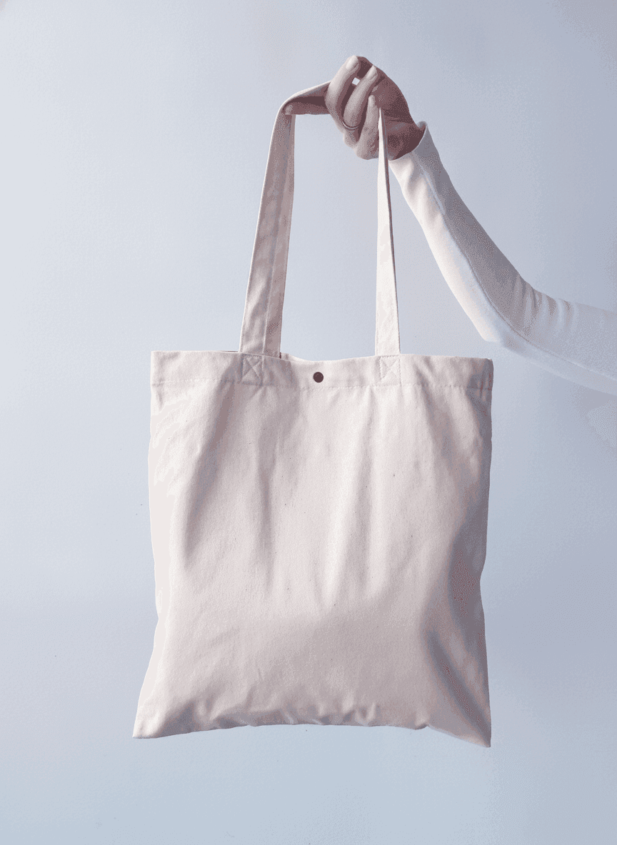 Natural Cotton Twill Shopper Tote Bag with Snap Pockets