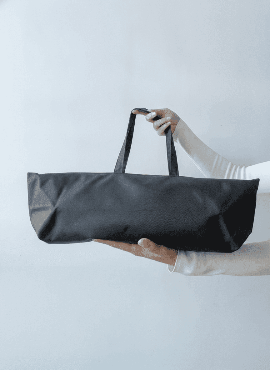 Large Dark Gray Shopping Tote with Flat Bottom